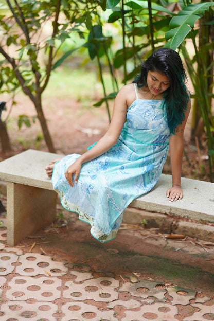 'Selena' Marble -dyed Pure Cotton Dress with Adjustable Straps