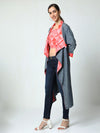 'Daisy' Hand-dyed Shibori Pure Cotton Denim Overlay (Cool Melon)
