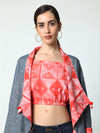 'Daisy' Hand-dyed Shibori Pure Cotton Denim Overlay (Cool Melon)