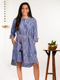 'Dove' Handwoven Ikat Pure Cotton Dress