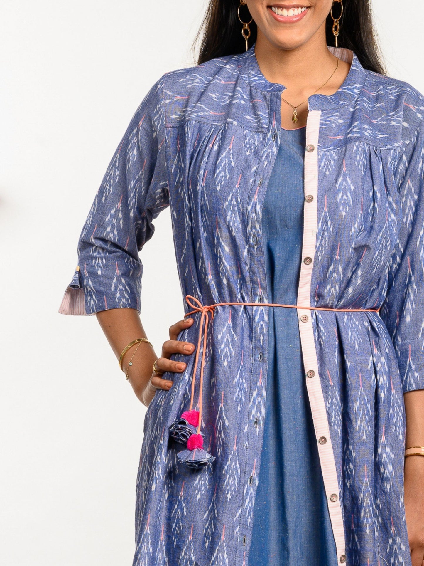 'Dove' Handwoven Ikat Pure Cotton Dress