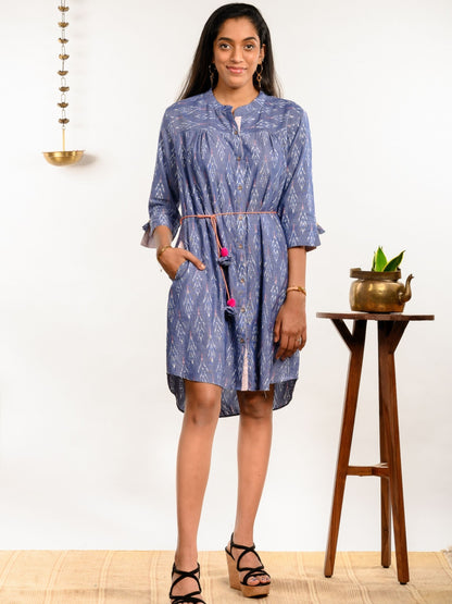 'Dove' Handwoven Ikat Pure Cotton Dress