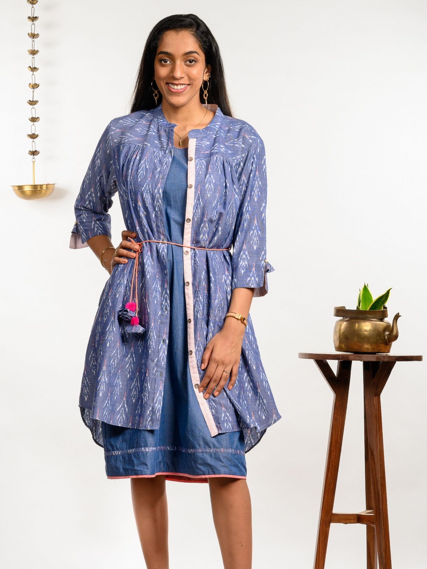'Dove' Handwoven Ikat Pure Cotton Dress