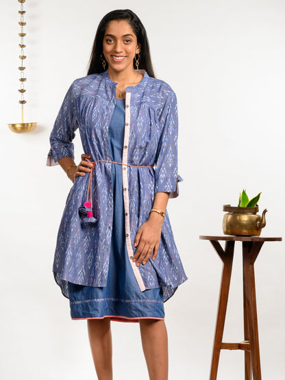 'Dove' Handwoven Ikat Pure Cotton Dress