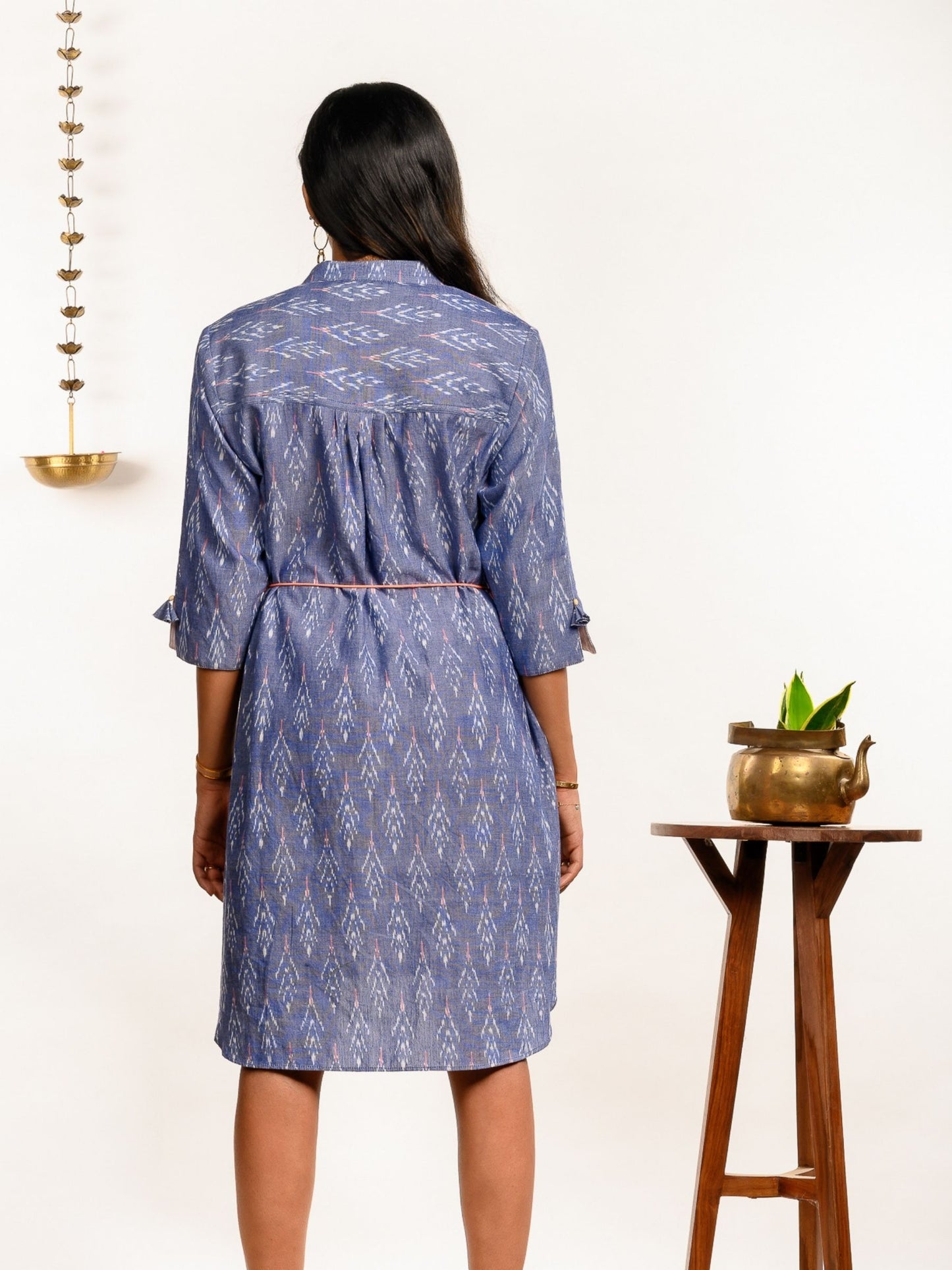 'Dove' Handwoven Ikat Pure Cotton Dress