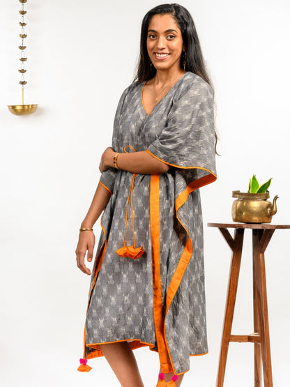 'Ember' Handwoven Ikat Pure Cotton Kaftan