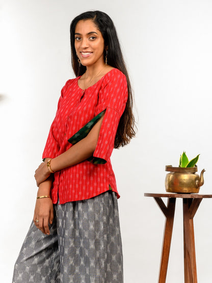 'June' Handwoven Ikat Pure Cotton Top