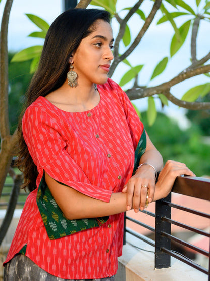 'June' Handwoven Ikat Pure Cotton Top