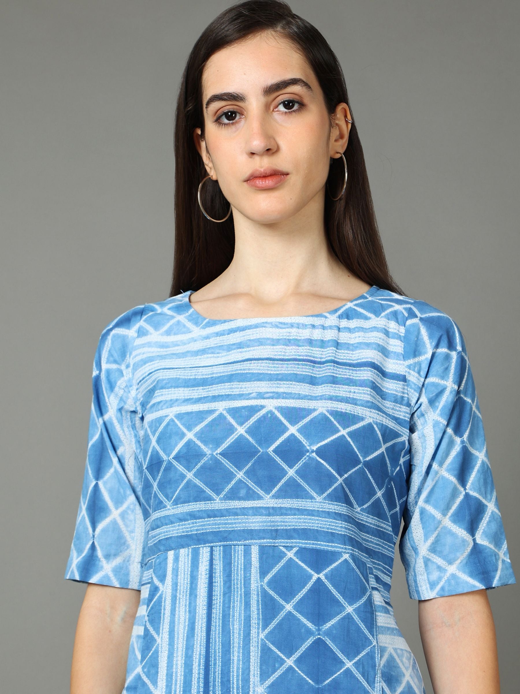 'Lapis' Hand-dyed Shibori Pure Cotton Dress