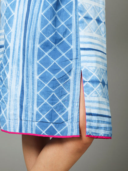 'Lapis' Hand-dyed Shibori Pure Cotton Dress
