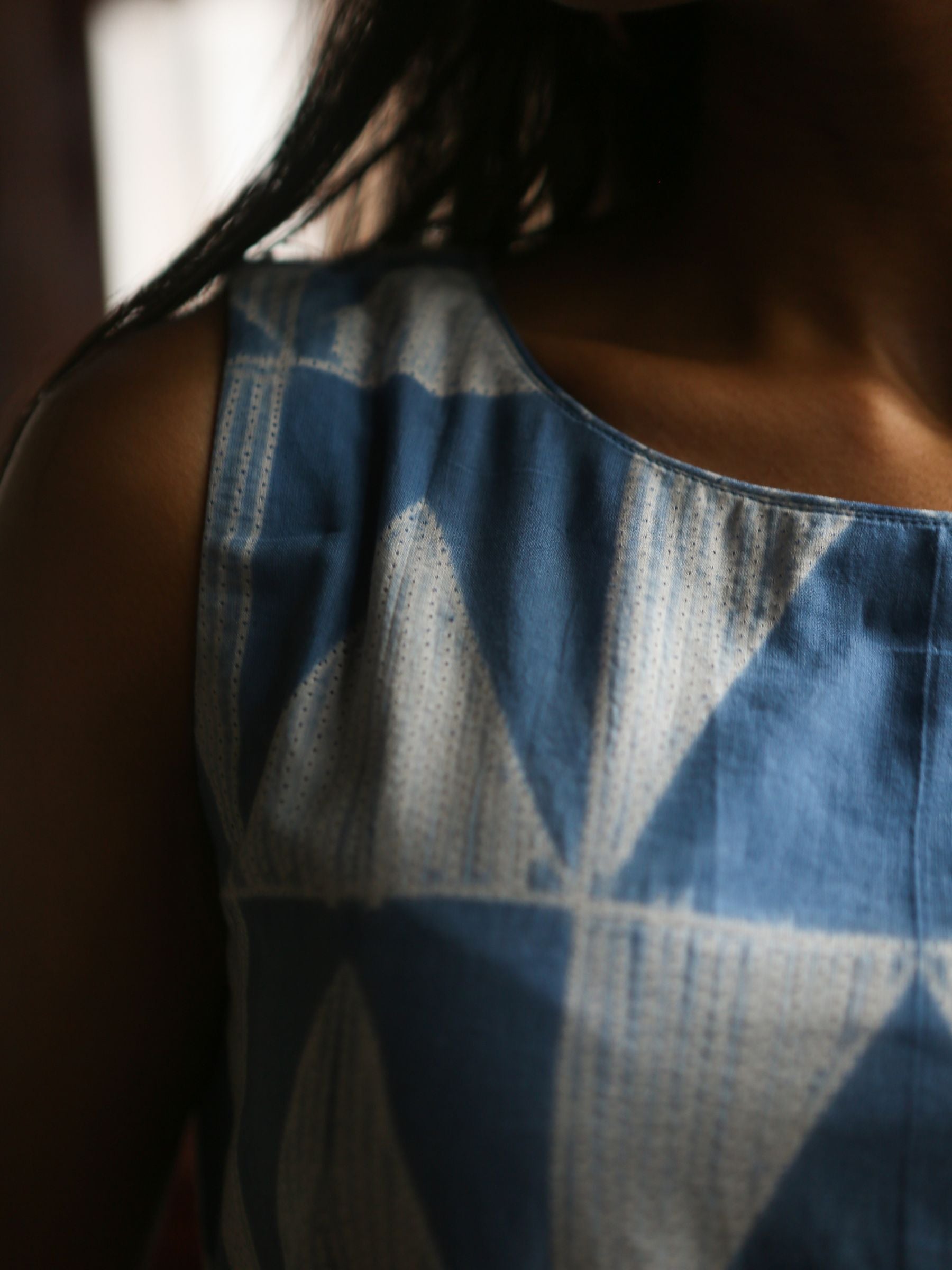 'Nilofer' Hand-dyed Shibori Pure Cotton Frill Dress