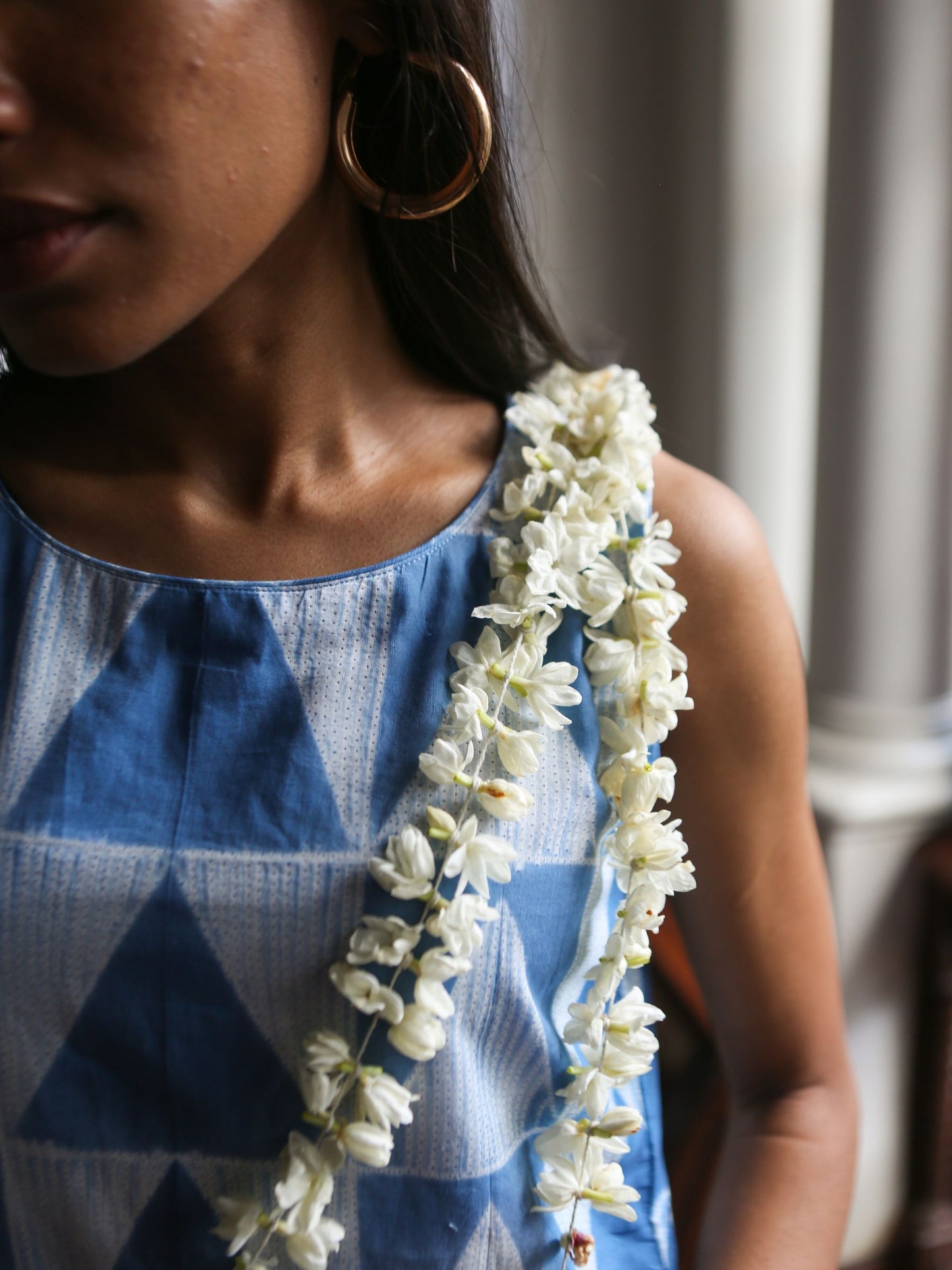 'Nilofer' Hand-dyed Shibori Pure Cotton Frill Dress