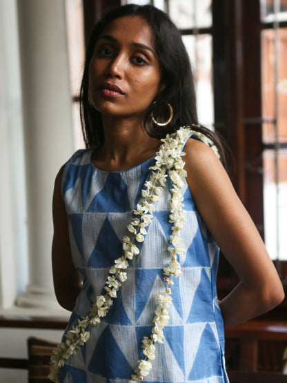'Nilofer' Hand-dyed Shibori Pure Cotton Frill Dress