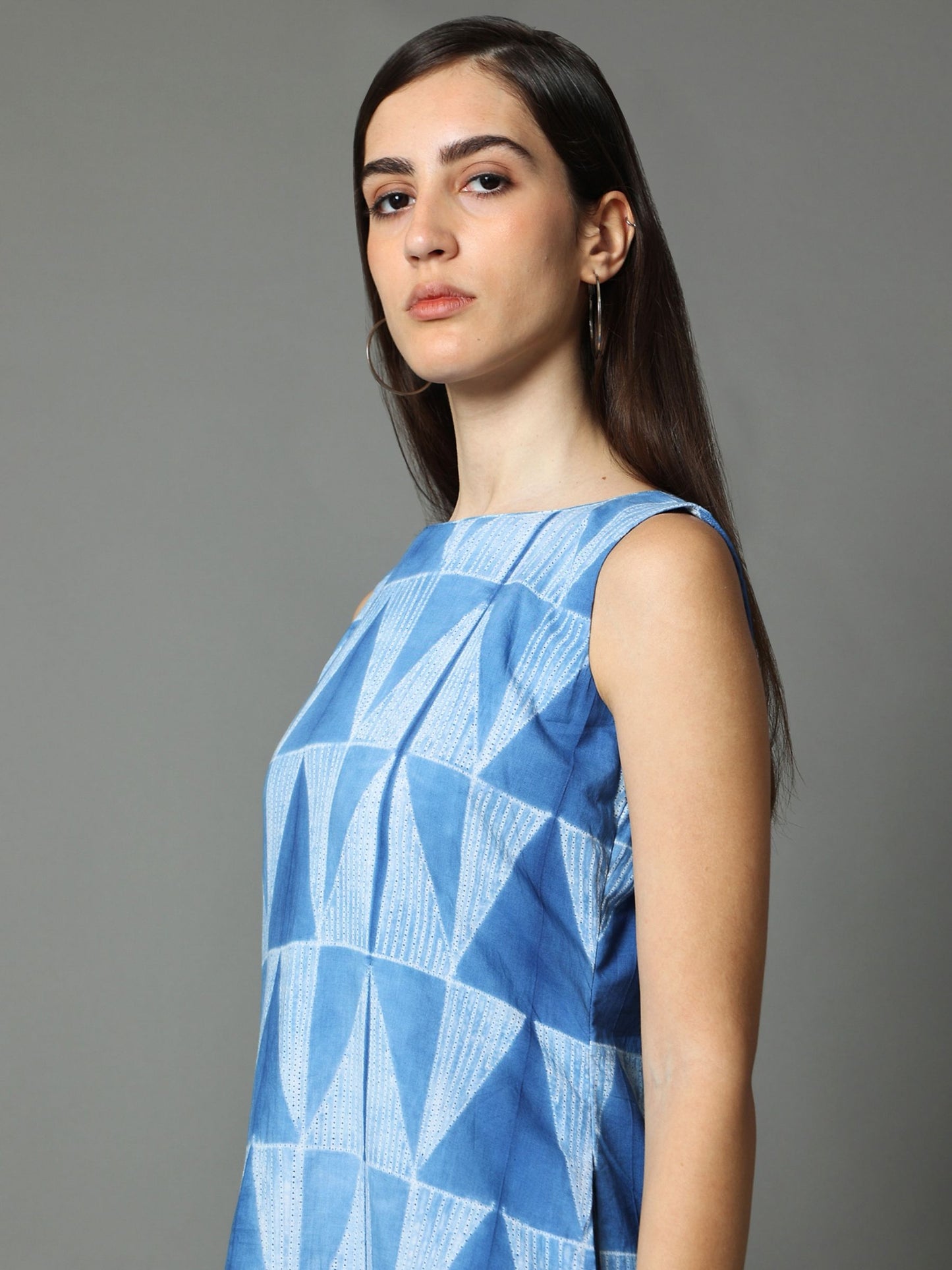 'Nilofer' Hand-dyed Shibori Pure Cotton Frill Dress