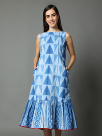 'Nilofer' Hand-dyed Shibori Pure Cotton Frill Dress