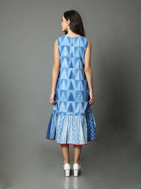 'Nilofer' Hand-dyed Shibori Pure Cotton Frill Dress
