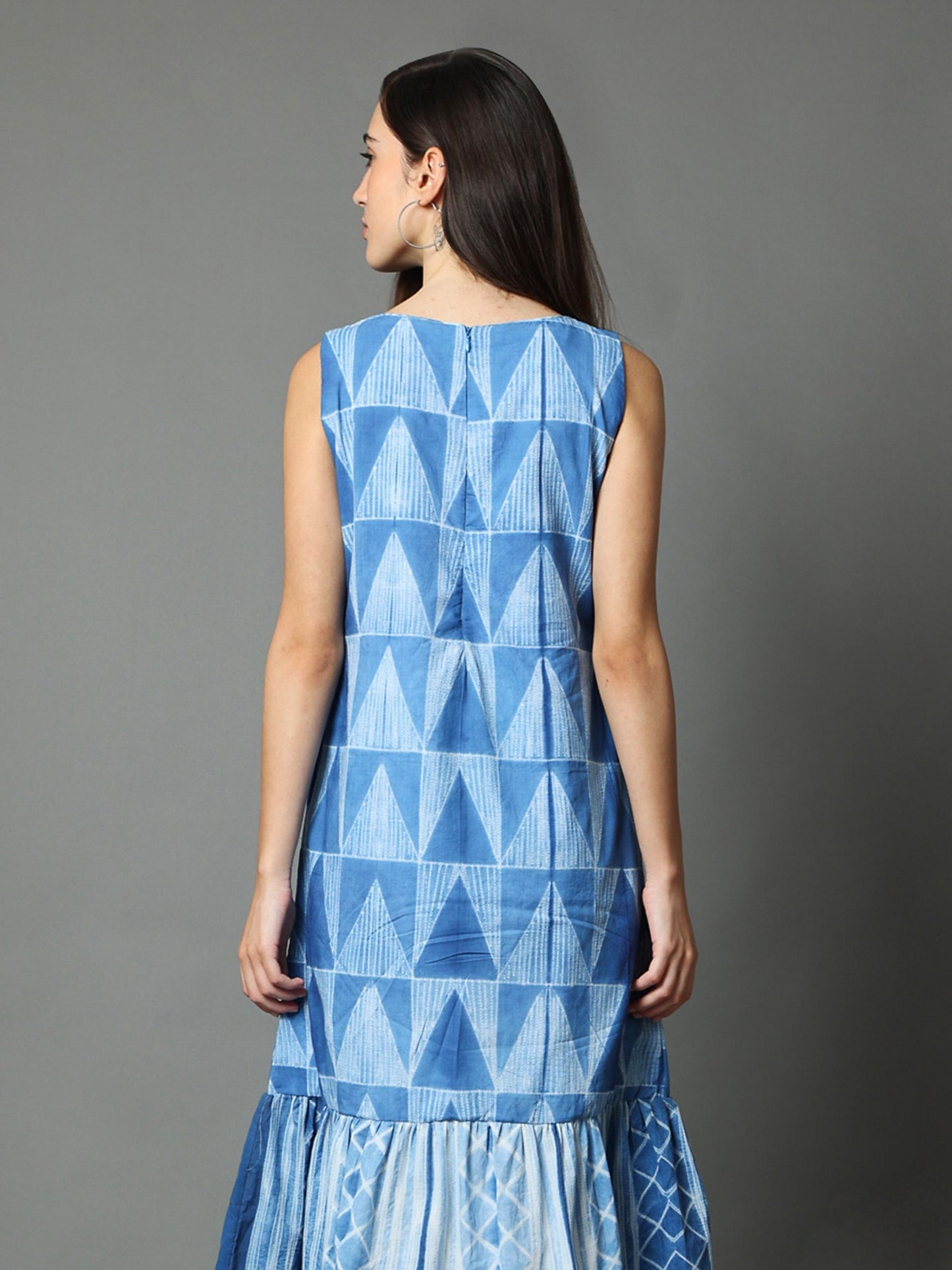 'Nilofer' Hand-dyed Shibori Pure Cotton Frill Dress