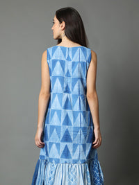 'Nilofer' Hand-dyed Shibori Pure Cotton Frill Dress