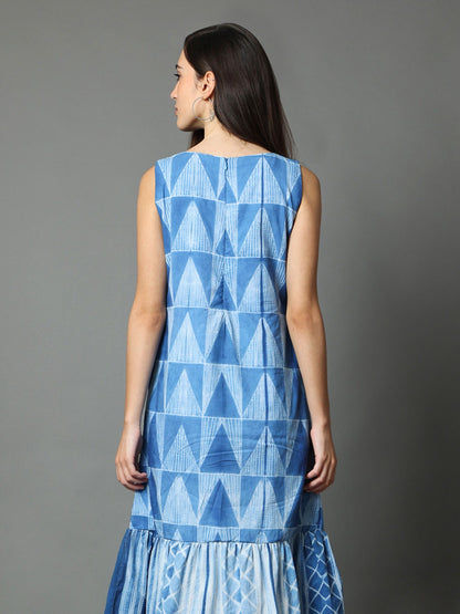 'Nilofer' Hand-dyed Shibori Pure Cotton Frill Dress