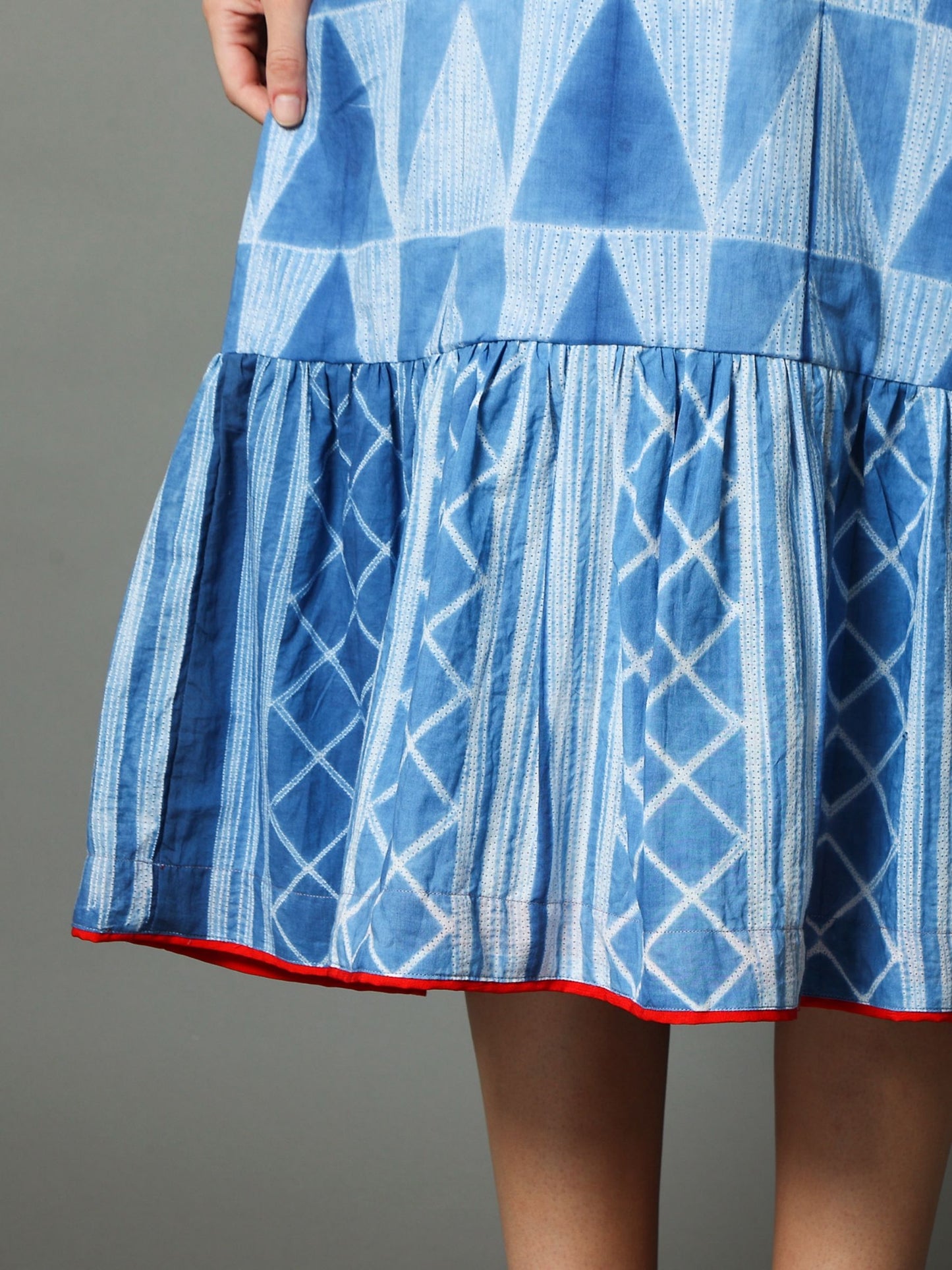 'Nilofer' Hand-dyed Shibori Pure Cotton Frill Dress