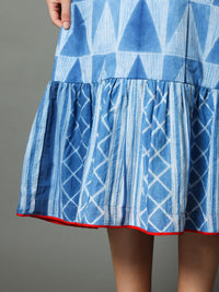 'Nilofer' Hand-dyed Shibori Pure Cotton Frill Dress