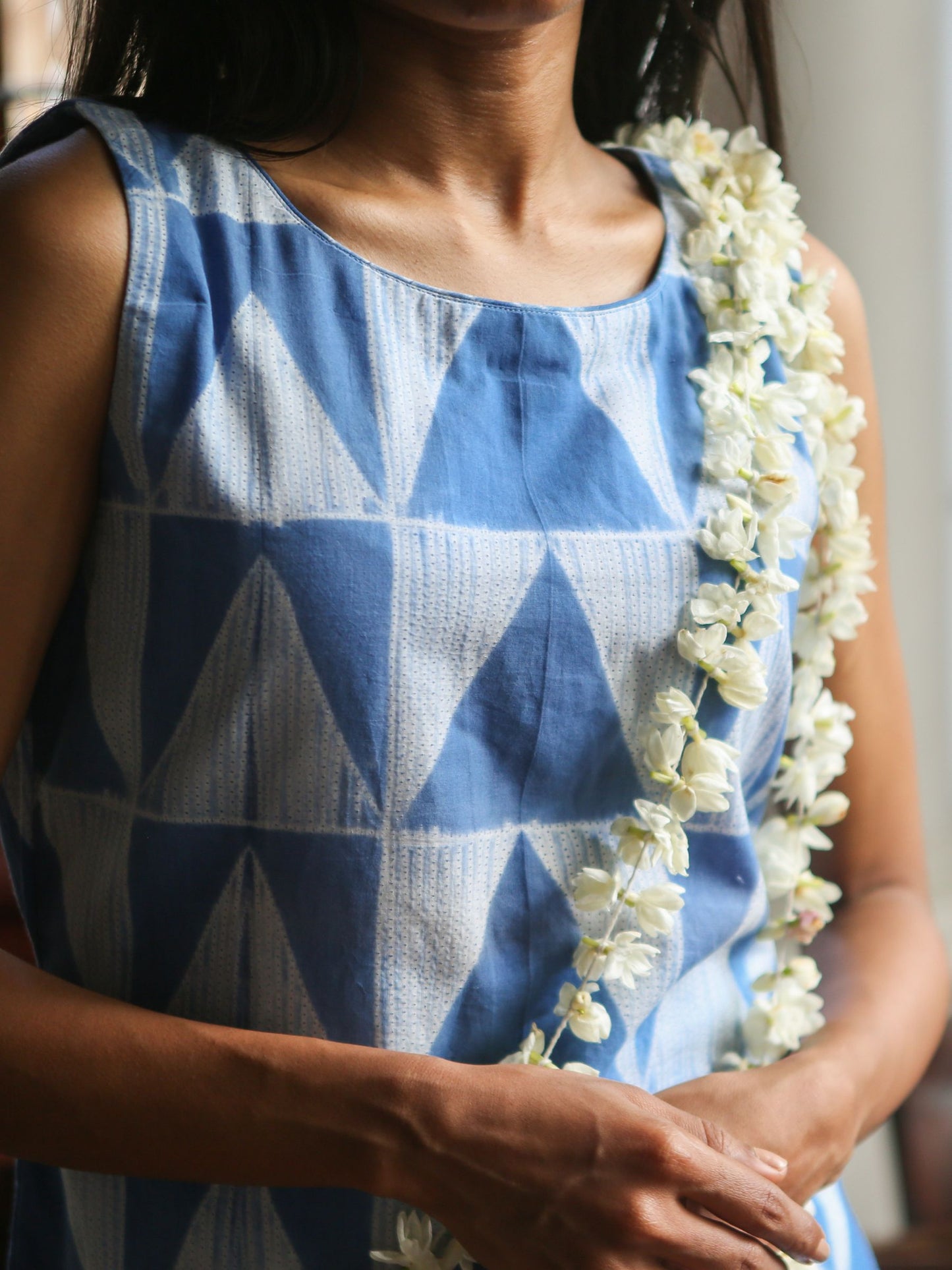 'Nilofer' Hand-dyed Shibori Pure Cotton Frill Dress
