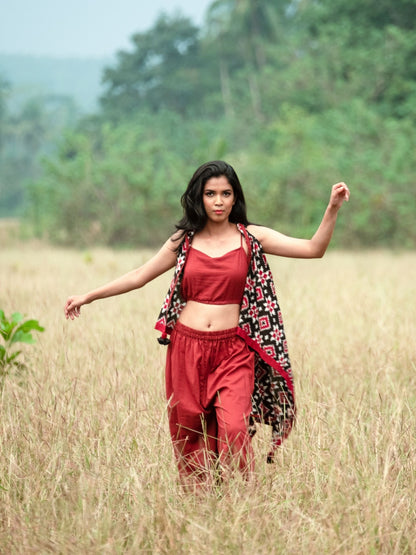 'Nora' Handloom Double Ikat Pure Cotton Shrug
