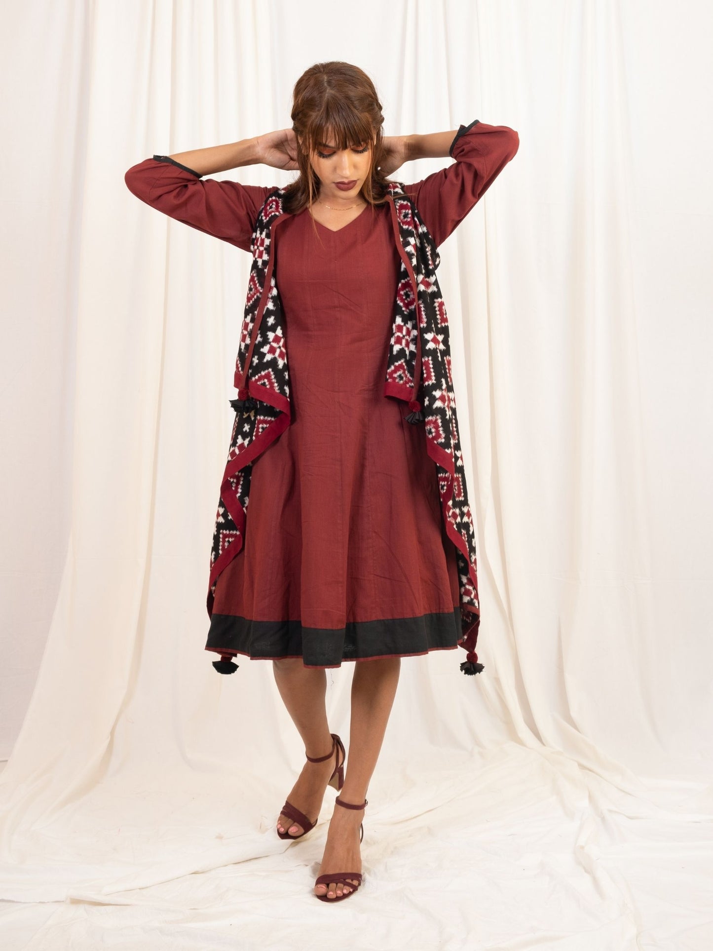 'Nora' Handloom Double Ikat Pure Cotton Shrug