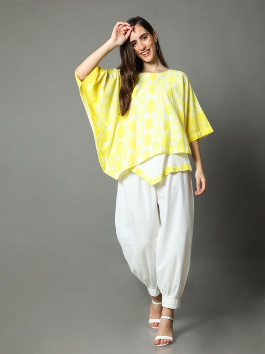 'Pinacolada' Hand-dyed Shibori Pure Cotton Poncho Top