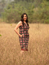 'Rhea' Handwoven Double Ikat Pure Cotton Dress (Red)