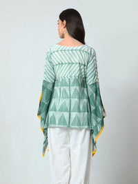 'Sasha' Hand-dyed Shibori Pure Cotton Top with Butterfly Sleeves