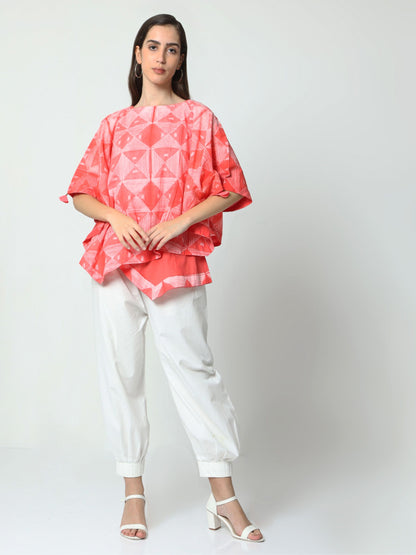 'Sienna' Hand-dyed Shibori Pure Cotton Poncho Top