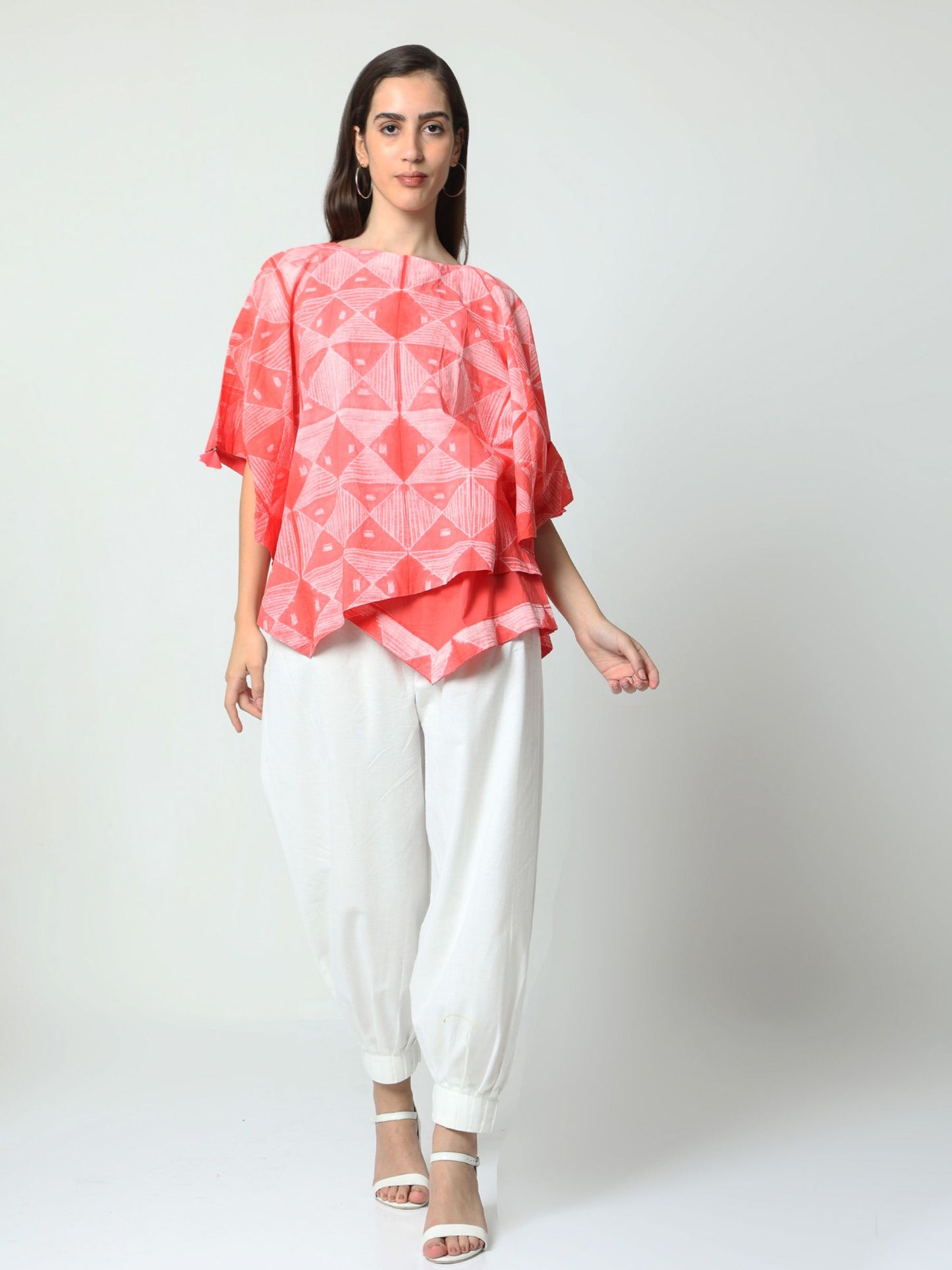 'Sienna' Hand-dyed Shibori Pure Cotton Poncho Top