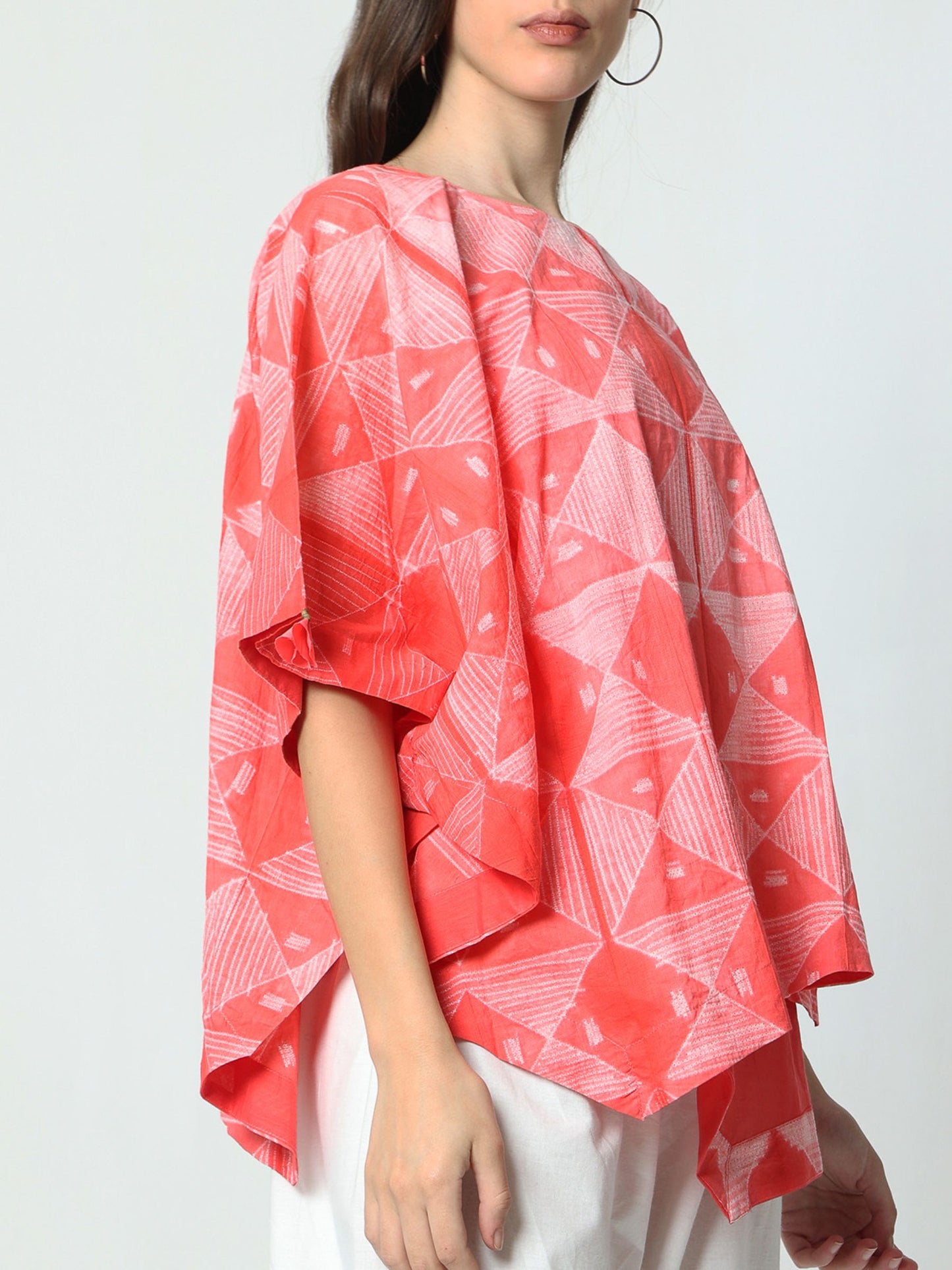 'Sienna' Hand-dyed Shibori Pure Cotton Poncho Top