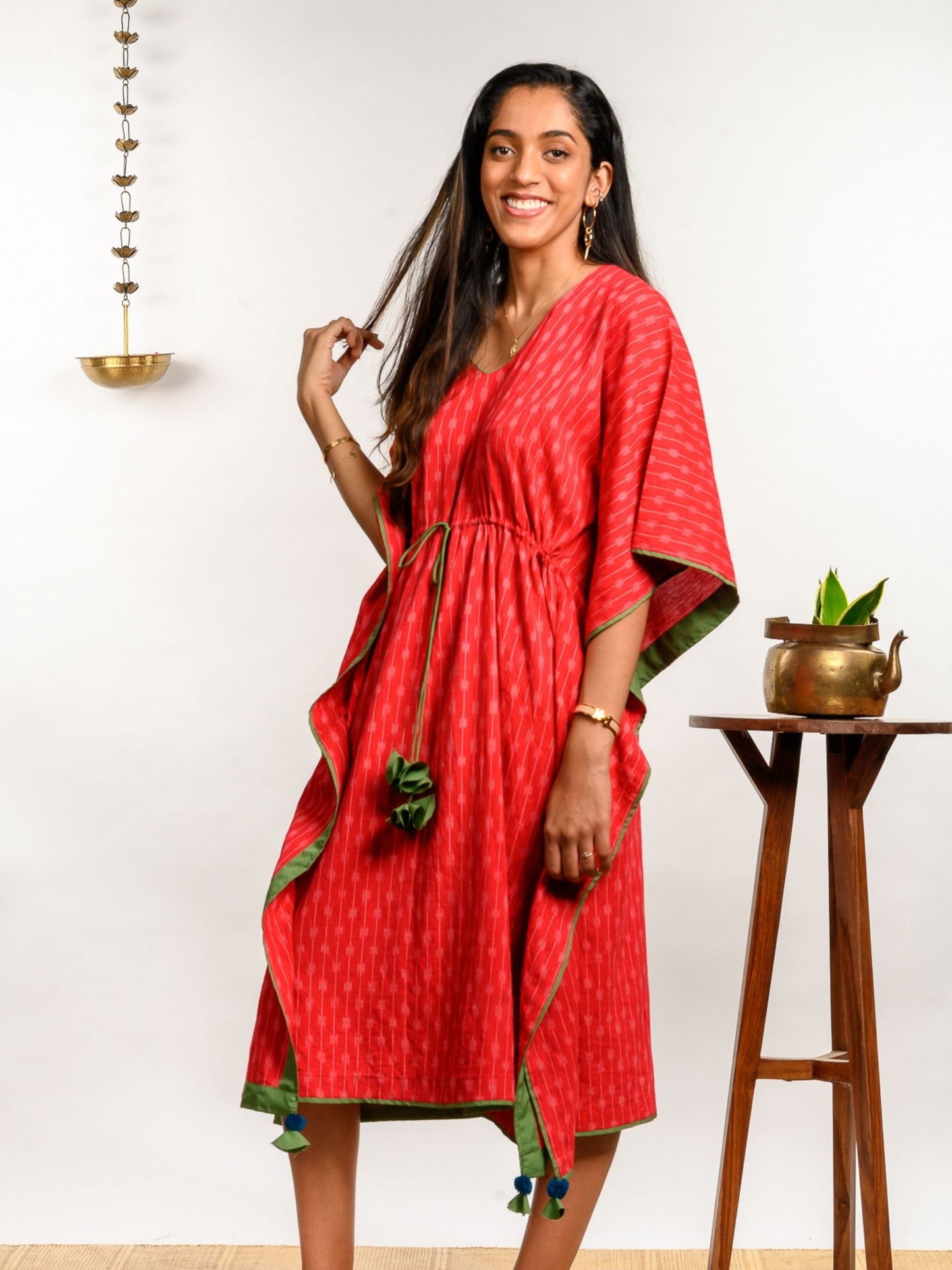 'Tulip' Handwoven Ikat Pure Cotton Kaftan
