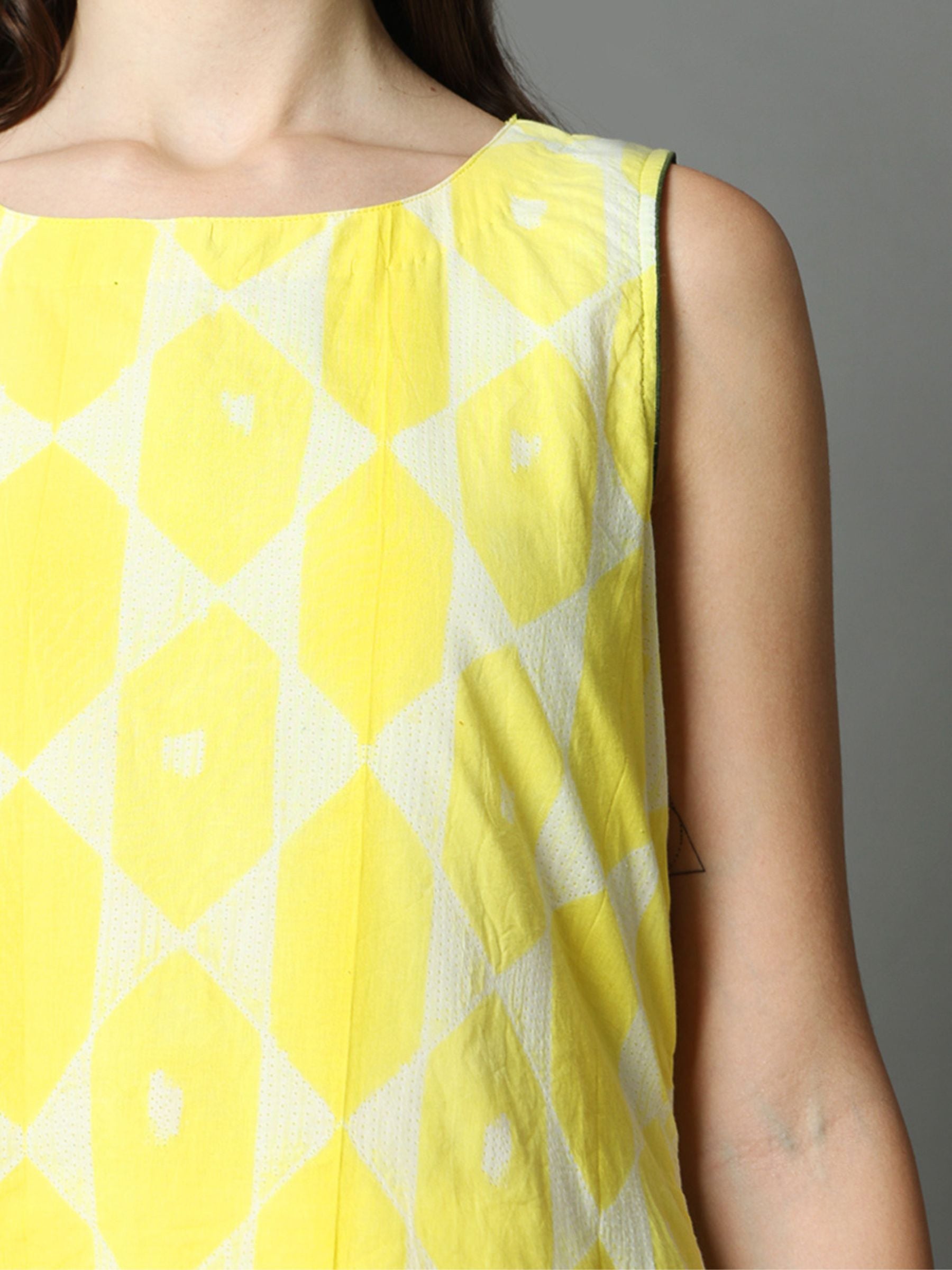 'Tuscan Sun' Hand-dyed Shibori Pure Cotton Layered Dress