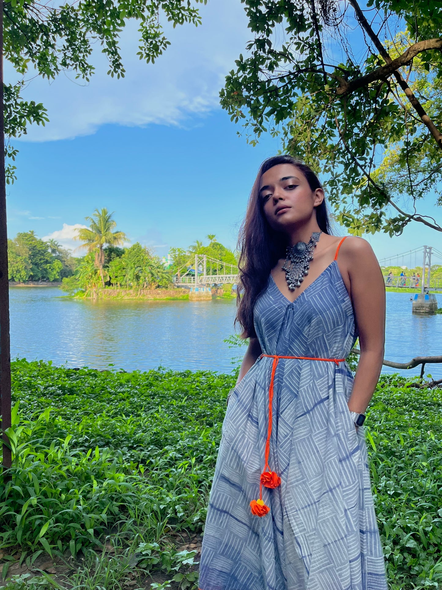 'Myra' Hand-dyed Shibori Pure Cotton Jumpsuit