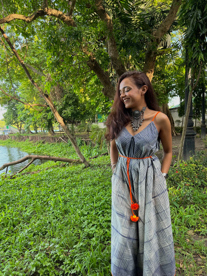 'Myra' Hand-dyed Shibori Pure Cotton Jumpsuit