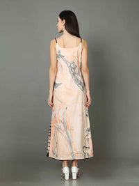 'Laguna' Marble-dyed Pure Cotton Strap Dress with Slit