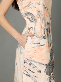 'Laguna' Marble-dyed Pure Cotton Strap Dress with Slit