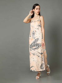 'Laguna' Marble-dyed Pure Cotton Strap Dress with Slit