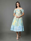 'Aria' Off-shoulder Marble-dyed Pure Cotton Dress