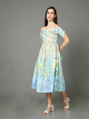 'Aria' Off-shoulder Marble-dyed Pure Cotton Dress