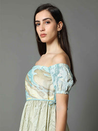 'Aria' Off-shoulder Marble-dyed Pure Cotton Dress