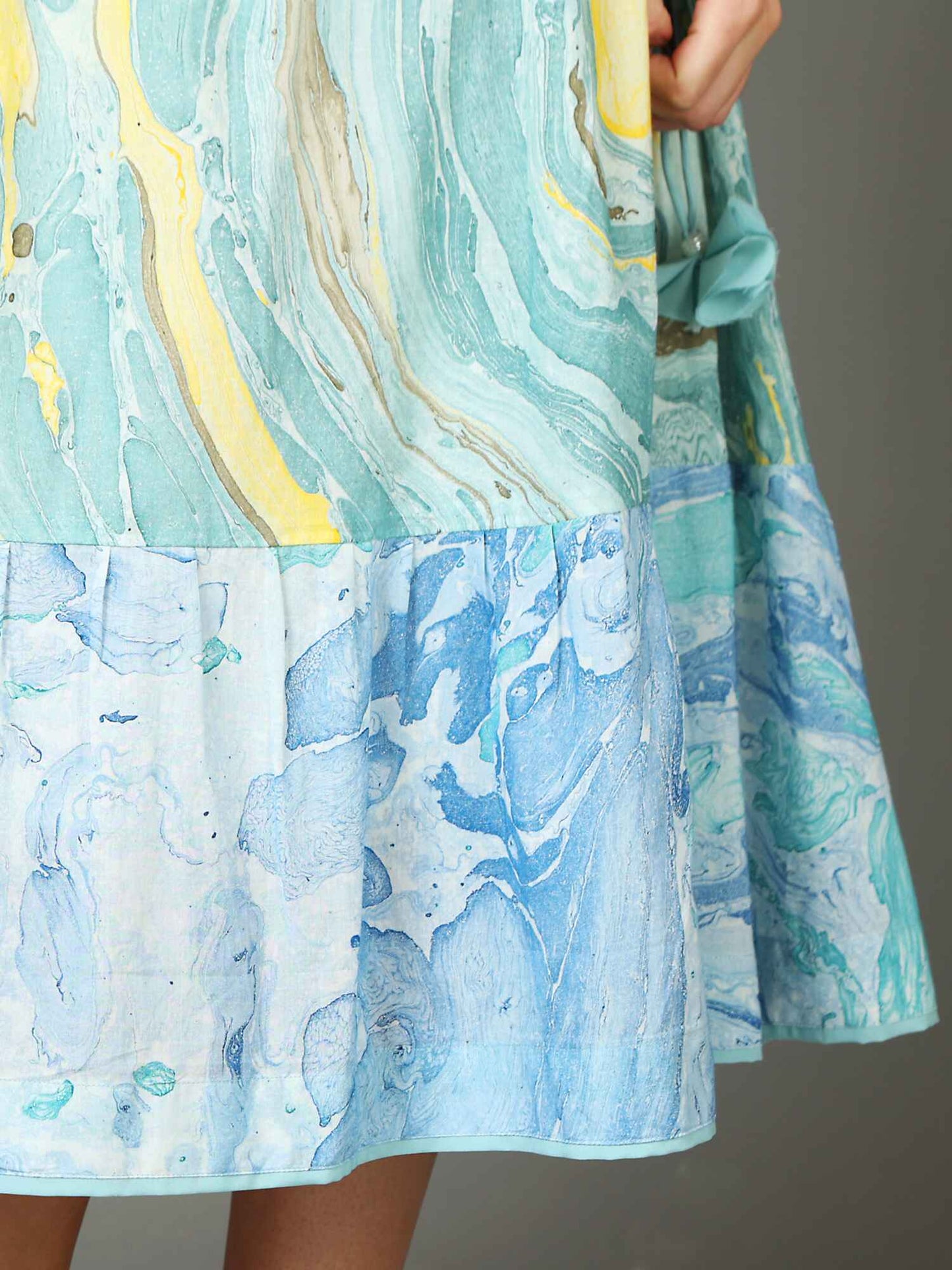 'Aria' Off-shoulder Marble-dyed Pure Cotton Dress