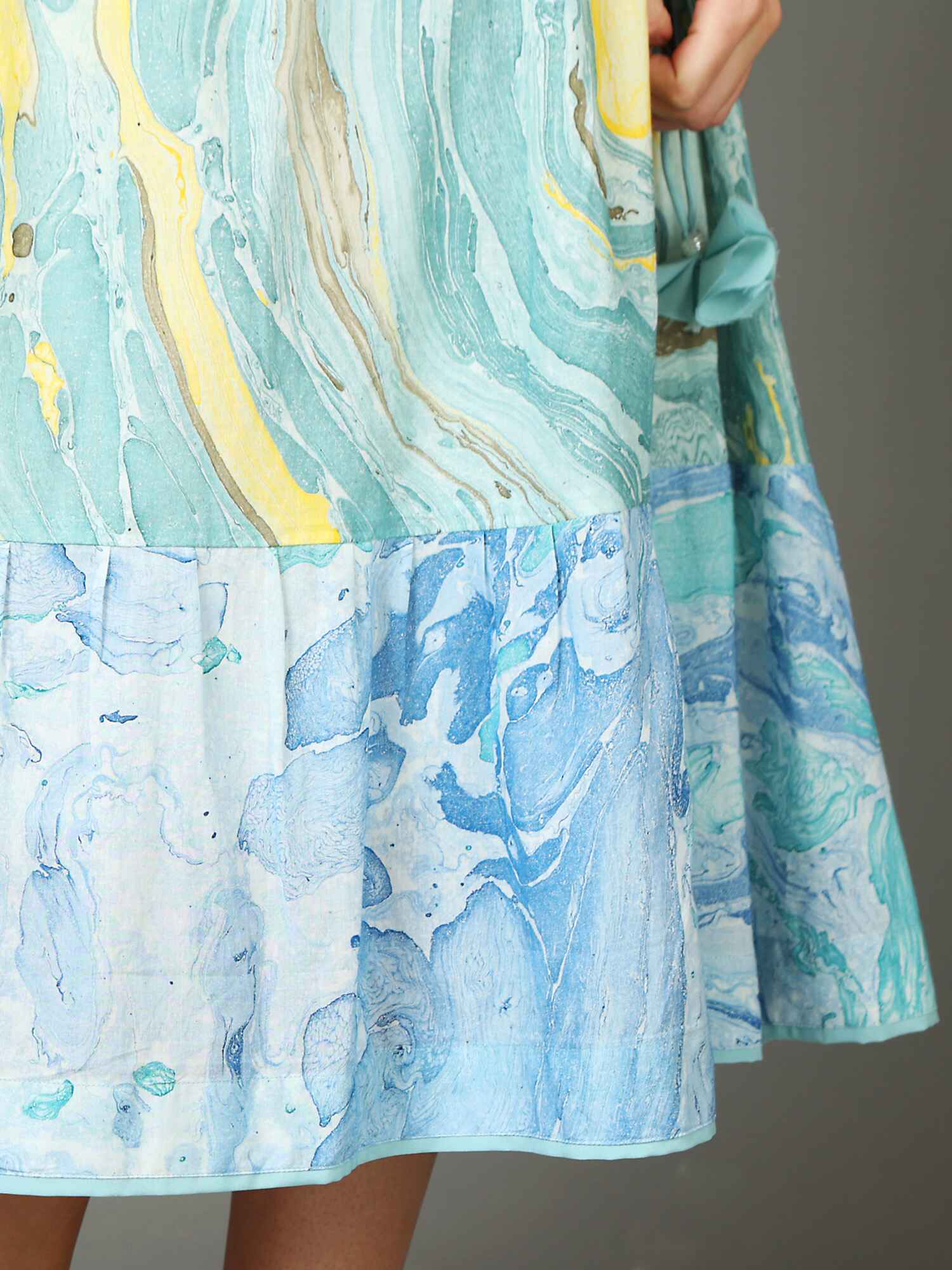 'Aria' Off-shoulder Marble-dyed Pure Cotton Dress