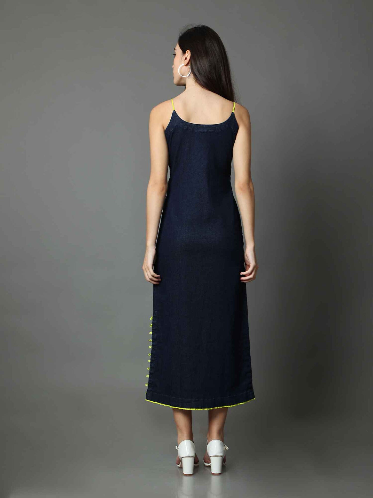 'Azul' Textured Hand-dyed Shibori Denim Dress