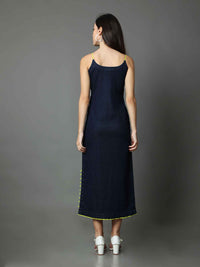 'Azul' Textured Hand-dyed Shibori Denim Dress