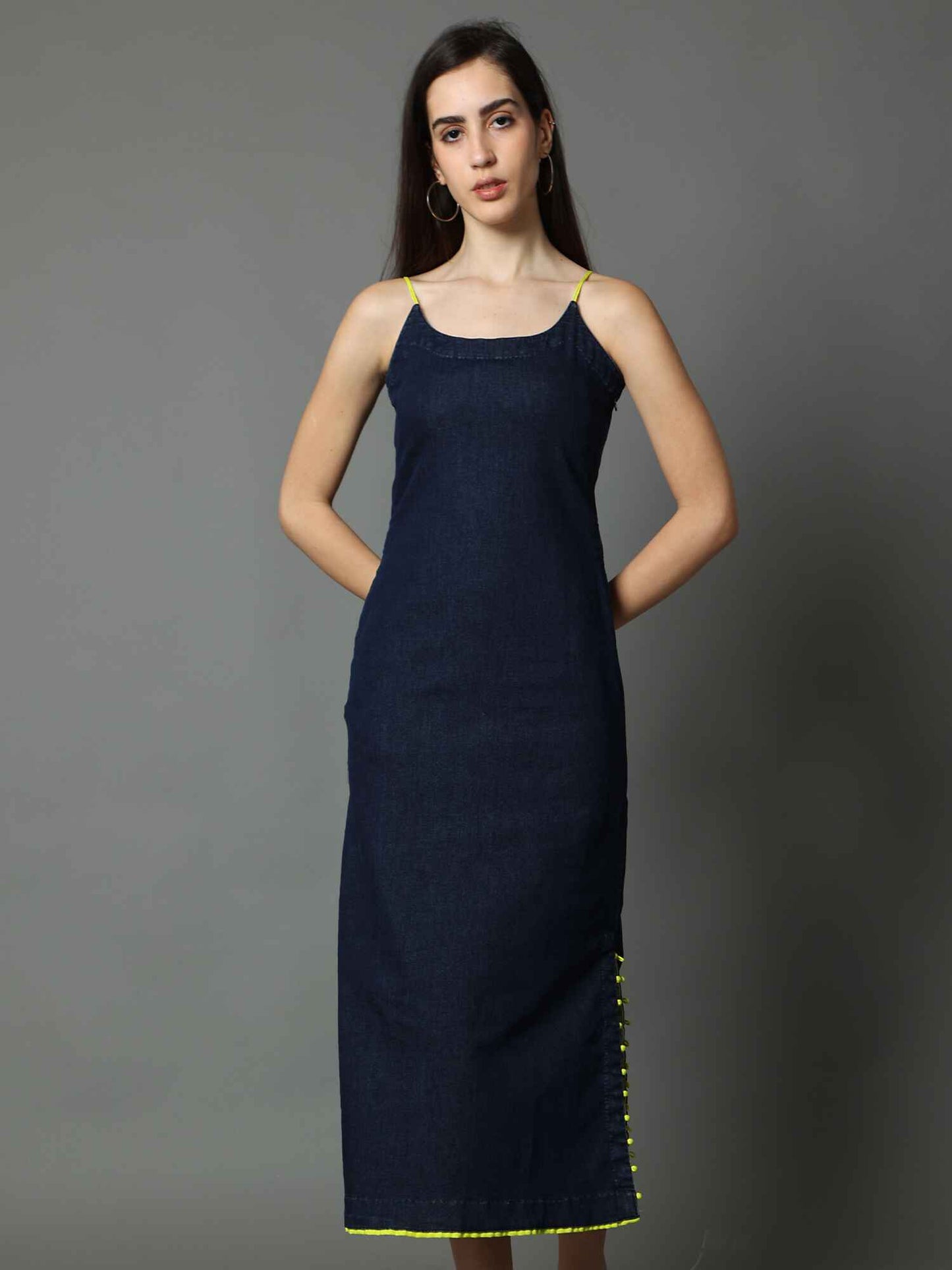 'Azul' Textured Hand-dyed Shibori Denim Dress