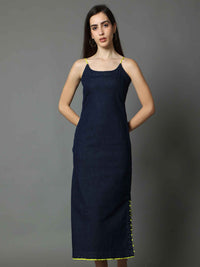 'Azul' Textured Hand-dyed Shibori Denim Dress